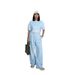 Women's Clothing Solid Color Round Neck Short Sleeved Women's Sweatshirt Fashion Casual Wide Leg Pants Suit_ecoleips.com