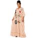 African Women's plus Size Long Dress V Neck Striped Slimming Loose Style Vacation Clothing New 2026 in Stock_ecoleips.com
