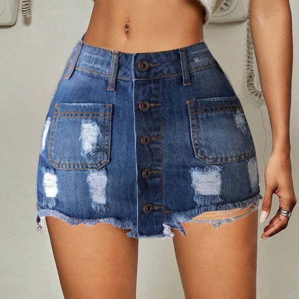 Women's Clothing Denim Short Skirt New Style Ripped Slim Hip Skirt Spot_ecoleips.com