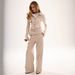 Women's Fashionable Two Piece Set Round Neck Button Long Sleeved Top With Elastic Waist Trousers Design Sportswear_ecoleips.com