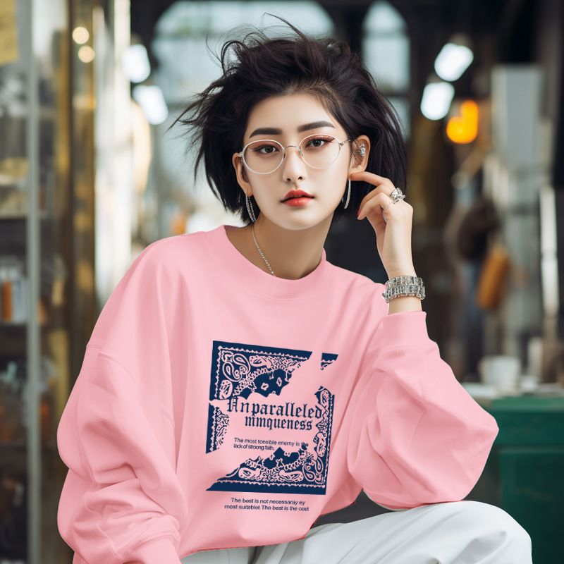 Women's Fleece Lined Thick Pure Cotton Crew Neck Sweatshirt Korean Style Loose Fit Casual Autumn Winter New Style Top_ecoleips.com