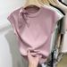 Bandage Round Neck Ice Silk Short Sleeved Knitted T Shirt For Women In Summer 2025 New Slim And Versatile Small Flying Sleeves Top_ecoleips.com