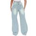 American Retro Washed Distressed Wide-leg Jeans For Women, New Summer Style, High-waisted, Straight Cut, Slimming,_ecoleips.com