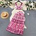 Women's Blue And White Porcelain Print Skirt Set Casual High Waist Mid-Length Pencil Skirt With Revealing Waist Camisole_ecoleips.com