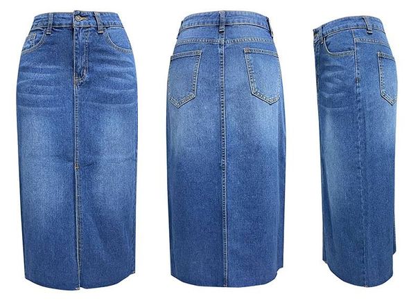 Women's Clothing Hot Girl Skirt A Line Version Slit Slim Denim Skirt_ecoleips.com