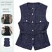 Women's Clothing New Spring And Autumn Women's Clothing Design With Belt Sequins Texture Vest Jacket_ecoleips.com