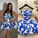 French Vacation Off-Shoulder Ruffle Mini Dress – Stretchy Smocked Waist Flared Skirt With Cascading Hem_ecoleips.com