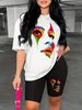Summer Women's Casual Fashion Creative Portrait Print Loose T-shirt+shorts Two-piece Sportswear Suitable For Daily Wear-83_ecoleips.com