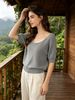 Lightweight Boat Neck Oversized Women Knit Blouse_ecoleips.com