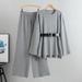 Fashionable Women's Outfit 2026 Spring And Autumn New Style Elegant Ladies' Knit Slimming Sweater Wide-Leg Pants_ecoleips.com
