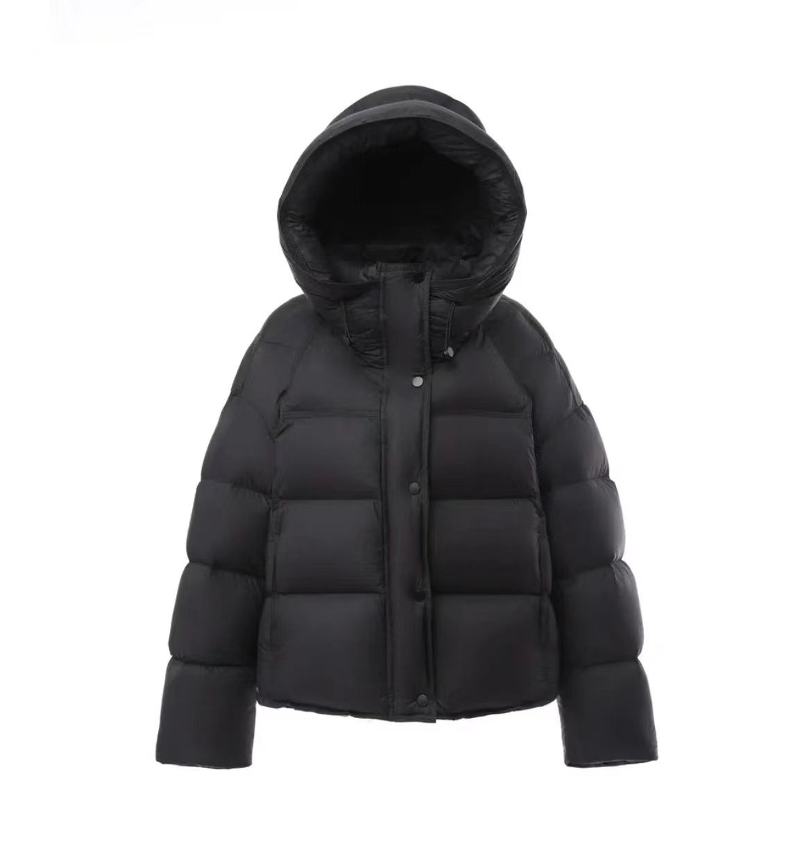 Women's Short Puffer Jacket With 86%-90% White Duck Feathers, Winter Oversized Hooded Coat, Lightweight Warm Puff Coat For Petite & Tall Women_ecoleips.com