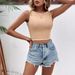 Women's Clothing Brown Sleeveless Vest Slim Hot Girl Sexy Vest Backless Top_ecoleips.com