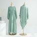 Muslim Dress Women Loriya Modest Blouson Sleeve Dress – Elegant Dubai-Inspired Muslim Set With Flowing Silhouette_ecoleips.com