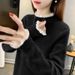 Women's Half-high Colla Lace Patchwok Sweate, New Winte Style, Knitted Base Laye, Solid Colo, Wam Pullove_ecoleips.com