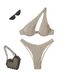 Women's One-Shoulder High-Cut Bikini Set Solid Color Trendy Design Swimwear for Beach Pool_ecoleips.com