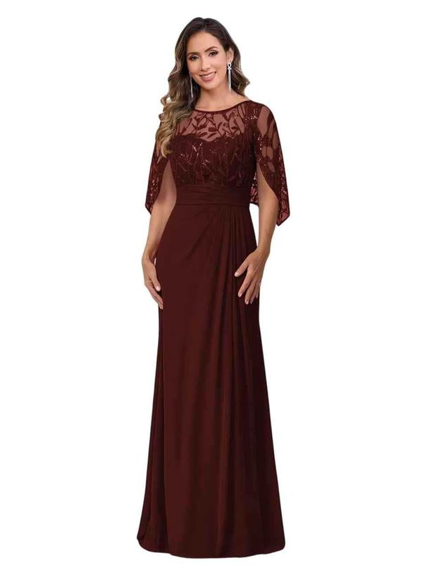 Elegant Lace & Sequin Cocktail Dress, A-Line Mid-Length Formal Gown For Wedding Guest, Party, Evening Occasions_ecoleips.com
