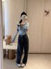 American Retro Tie-Dye Long-Sleeve Top With Chest Pads, Summer Style For Trendy Girls, Thin, Sun-Protective, Slim-Fit_ecoleips.com
