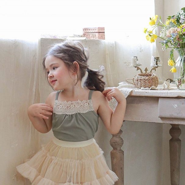 2026 Summer Strawberry Girl's Thin Cotton Soft Lace Trim Multi-Color Camisole T-Shirt In Stock_ecoleips.com