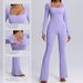 Women's Clothing Long Sleeved Bodysuit High Elasticity Breathable Dance Fitness Yoga Wear Sports Flared Suit_ecoleips.com