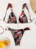 Verve 2025 New Printed Tie Swimwear Women's Three-Piece Sexy Beach Bikini Hot Spring Swimsuit_ecoleips.com