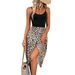 Women's Leopard Print Halter Neck Midi Dress European American Style Spot Cross Border Fashion Spring Autumn Summer Regular Size_ecoleips.com