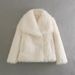 Spring Faux Fur Jacket – Oversized Lapel Coat In Classic Neutrals, Streetwear Chic For Bold Women_ecoleips.com