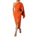 Slim Fit Asymmetrical Collar Cape Dress For Women Elegant American Fashion Evening Gown Hot Selling_ecoleips.com