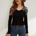 European And American Cross-border 2026 New Fashion Lace Patchwork Heavy-duty Rhinestone V-neck Hollow Long-sleeve_ecoleips.com