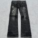 Gothic Retro Double Waist Tie Flared Jeans For Women Y2K Street Washed Distressed Ripped Design Trousers_ecoleips.com