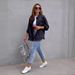 Distressed Denim Jacket Women's Fashion Vintage Streetwear Oversized Collar Coat Casual Loose Fit Long Sleeve_ecoleips.com