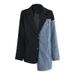 Women's Clothing Korean Style Women's Irregular Denim Patchwork Suit High-End Fashion Casual Loose Fitting Spring_ecoleips.com