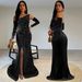 Women's Clothing Sexy Slit Dress Luxury Beading Hot Diamond Evening Dress_ecoleips.com