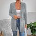 Women's Solid Color Knitted Cardigan Long Sleeved Casual Fashion Autumn Winter Pocket Ribbed European American Style_ecoleips.com