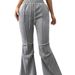 Voya Women's European American Simple Versatile Commuter Casual Pants For Spring And Summer With Drawstring Waist High-waisted Wide-leg Pants_ecoleips.com