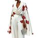Women's Clothing New Products Printed Pile Collar Long Sleeve Two Piece Suit Trousers Suit_ecoleips.com