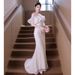 Evening Dress For Women, Light Luxury, Niche High-End, High-End Feel, Host, French Style, Mermaid, Heavy Craft, Party,_ecoleips.com