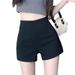 Women's High-Waisted Slimming A-Line Suit Shorts White Summer Thin Style Anti-Exposure Hot Pants_ecoleips.com