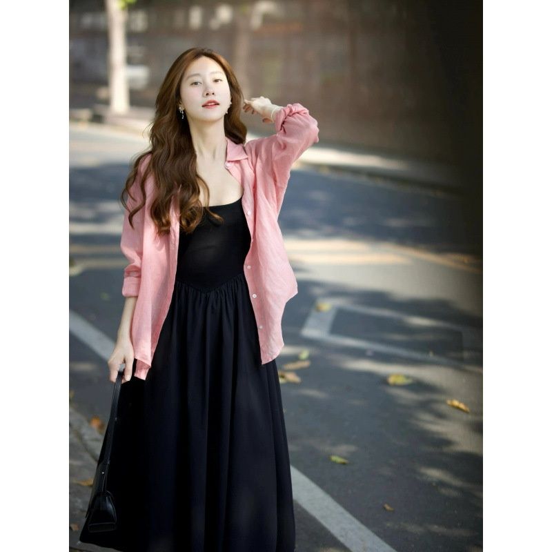 Autumn New Korean Fashion Vest Shirt Two-Piece Set Maternity Dress_ecoleips.com