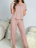 Women's New Style Pajamas Short Sleeve Trousers Elegant Casual Two-piece Solid Color Home Wear_ecoleips.com