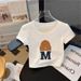 Women's Clothing Pure Cotton Short Sleeve T-Shirt White Round Neck Slim Fit Exposed Belly Button Top Straight Shoulder New Summer Style_ecoleips.com