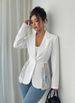 2026 Autumn New Contrasting Lace Waist Slim A-shaped Women's Blazer_ecoleips.com