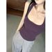 Elegant Square Neck Ice Silk Knit Tank For Women, New Summer Slim Fit, Slimming, Pure And Sexy Short Top_ecoleips.com