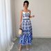 Women's Clothing Spring And Summer New High Waist Sling A Line Skirt Floral Print Sleeveless Waist Elegant Dress_ecoleips.com