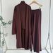 K Pure Color Leisure Suit For Women With A Shawl Coat V-neck Base Sweater Wide-leg Trousers Three-piece Suit_ecoleips.com