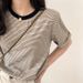 Striped Women's Summer Loose Korean Version Of Short Sleeve Color Matching Half Sleeve Women's T-Shirt Jacket Wholesale_ecoleips.com