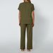 Women's Clothing Gray Round Neck Short Sleeved T Shirt With Lace Up Wide Leg Trousers Loose And Comfortable Running Sports Suit_ecoleips.com