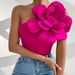 Aria Basics Aria Basics New European And American Style Women's Elegant Off-Shoulder Sleeveless 3D Floral Slim-Fit Tank Top_ecoleips.com