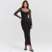 New Sleeved Mesh Fashion Long V-Neck Low Cut Split Hip Bag Skirt Wind Dress_ecoleips.com