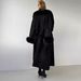 Fashion Temperament Big Fur Collar Black Woolen Coat Women's Autumn And Winter Belt Waist Long Woolen Coat_ecoleips.com