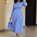 Women's Clothing Fashion Long Sleeved High Waisted Pleated Slim Solid Color Elegant High-Waisted Ruffle Long Sleeve Solid Color Maxi Dress For Women_ecoleips.com